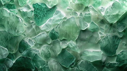 Green broken glass texture. Generated by artificial intelligence