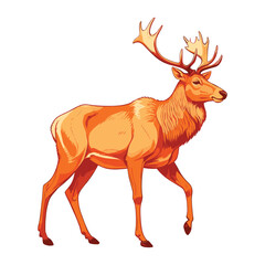 Caribou Cartoon Illustration in Flat Style