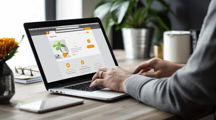 The man using laptop