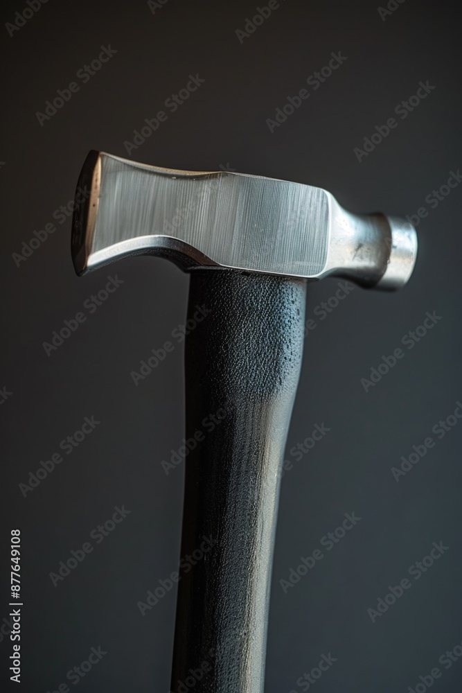 Poster close-up view of a hammer attached to the end of a wooden stick