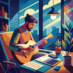 a-flat-illustration-of-a-musician-composing-a-song