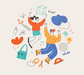 Back to school concept. School, education, communication Flat illustration