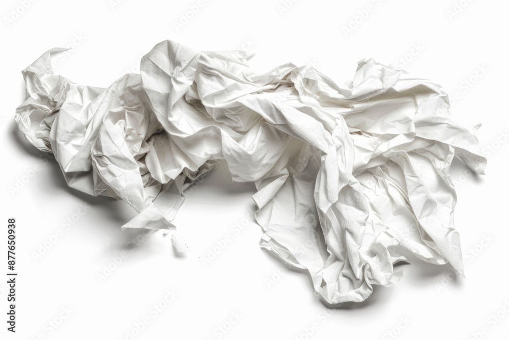 Poster a stack of crumbled white paper on a white surface, great for backgrounds and textures