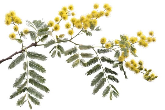 A branch of a tree with bright yellow flowers in bloom