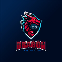 Dragon minimalist vector logo design for e-sport and other company 