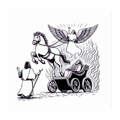 Elijah is taken to Heaven on a chariot.