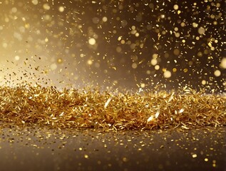 golden christmas particles and sprinkles for a holiday celebration like christmas or new year. shiny golden lights. wallpaper background for ads or gifts wrap and web design