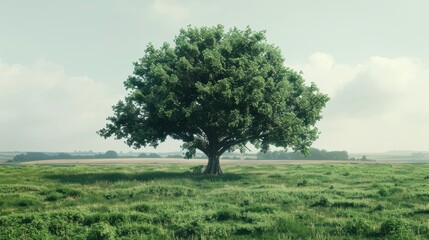 Obraz premium The tree in green field