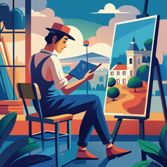 a-flat-illustration-of-an-artist-sketching-in-a-notebook