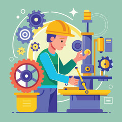 a-flat-illustration-of-an-engineer-designing-a-mechiene 