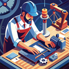 a-flat-illustration-of-an-engineer-designing-a-mechiene 