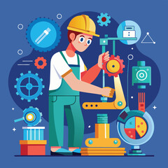 a-flat-illustration-of-an-engineer-designing-a-mechiene 