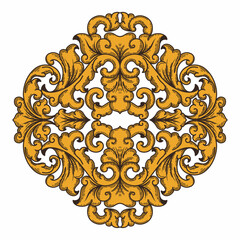 Isolated ornamental design. Ornamental elements for your designs. Floral carving decoration for postcards, invitations, social media or wedding.