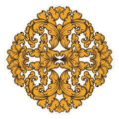 Isolated ornamental design. Ornamental elements for your designs. Floral carving decoration for postcards, invitations, social media or wedding.