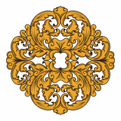 Isolated ornamental design. Ornamental elements for your designs. Floral carving decoration for postcards, invitations, social media or wedding.