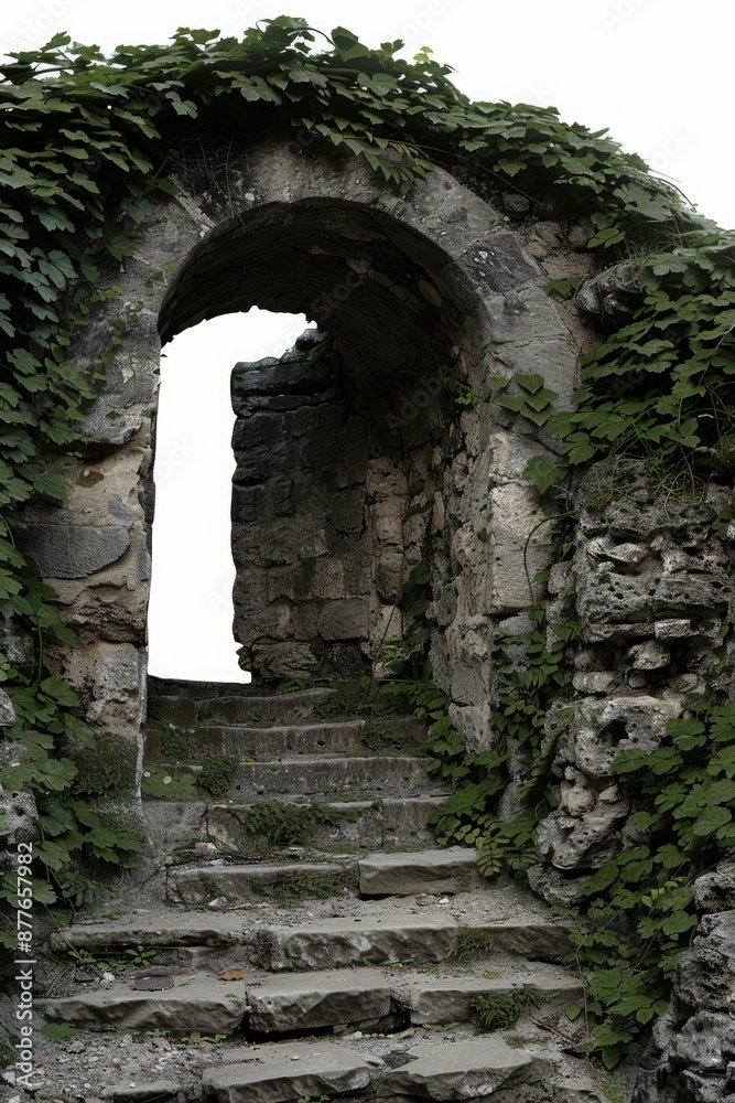 Poster A stone arch with steps leading up to it, suitable for use in architectural or landscape photography