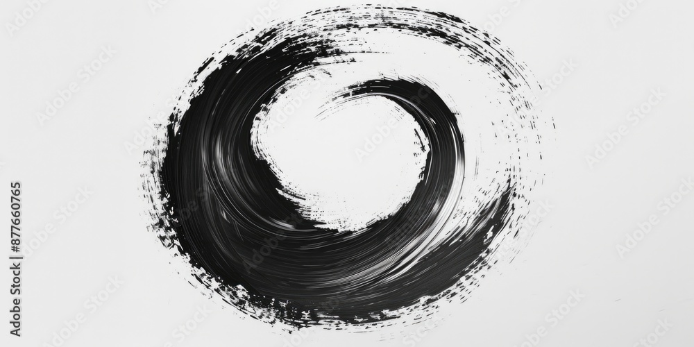 Poster A close-up image of a spiral pattern in black and white