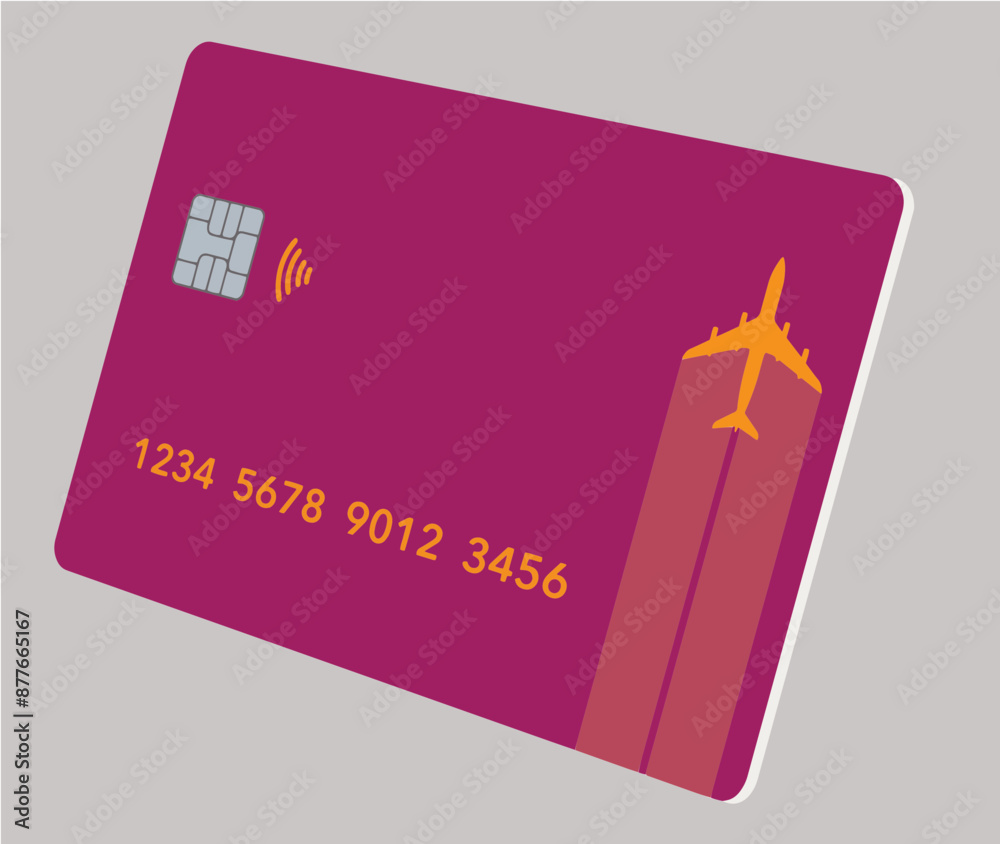 Wall mural Here is a generic travel credit card featuring an airliner in the design.