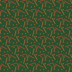 Seamless pattern with carrot sticks. Orange rectangles and cubes on a green background. Contrasting color scheme. Packaging design