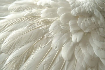 Obraz premium Close-up of white feather texture with soft lighting.