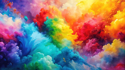 abstract watercolor colorful background, rainbow smoke explosion