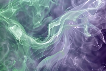 Fototapeta premium A cosmic dance of translucent smoke tendrils in shades of lavender and emerald green