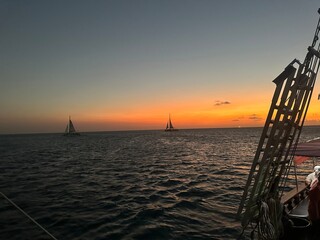 Sunset sail boat 