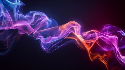 Obraz premium Purple and red abstract background with chrome neone waves. Flowing gradient smoke shapes wallpaper