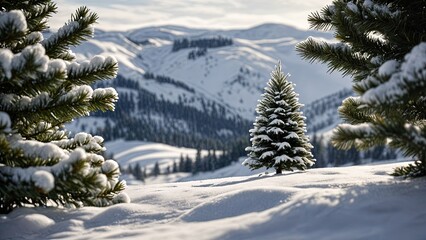 A Winter Scene With Snow and Christmas Trees - Landscape