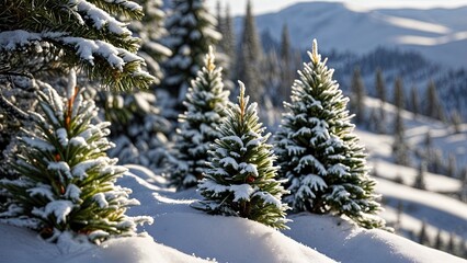 A Winter Scene With Snow and Christmas Trees - Landscape