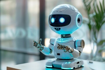 Fototapeta premium Artificial intelligence chatbot improving customer service on the company s online platforms