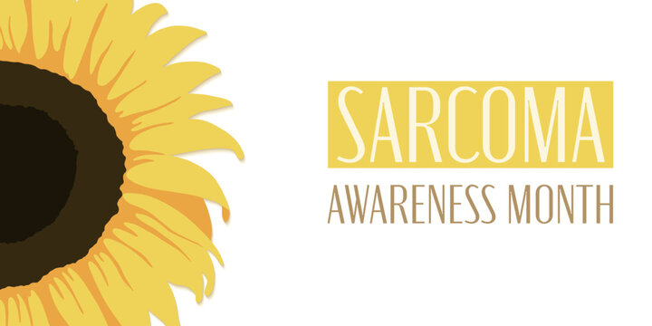 Sarcoma awareness month banner with sunflower symbol vector illustration. Bones cancer campaign design. International health care event in July. - Powered by Adobe