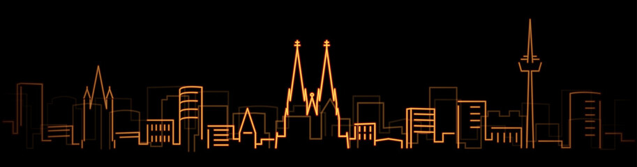 Cologne Bright Simple Line Skyline on Dark Background