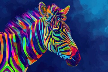 Obraz premium Vibrant and colorful abstract zebra artwork with psychedelic patterns and modern, wildlife-inspired design