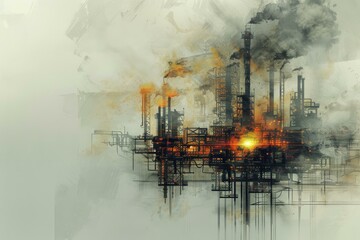 Industrial complex is releasing pollution into the atmosphere