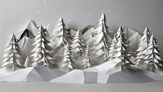 An Origami Winter Scene - Landscape