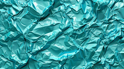 Obraz premium turquoise blue plastic crumpled wrap texture, soft plastic