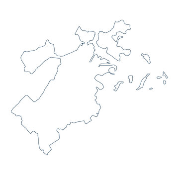 Outline map of boston city, capital of Massachusetts.