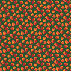 Ornament with carrot cubes. Healthy food packaging design. Orange and green color scheme