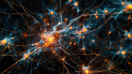 Fototapeta premium Brain-Inspired Neural Network Structure Concept with Design Space for Text or Logos
