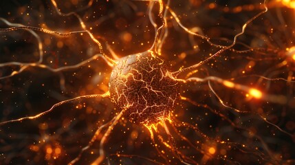 Digital Neural Network Concept Resembling a Brain with Copy Space for Captions or Logos