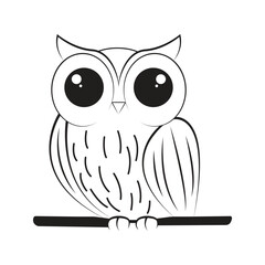 Creative Owl Line Art For Children's Coloring Book