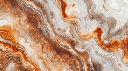 Obraz premium A large, brown and white stone wall with a pattern of lines and swirls. The stone is textured and has a natural, earthy feel to it. The wall appears to be part of a larger, more intricate design