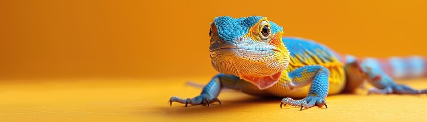 Fototapeta premium Cute 3D Blender canaries wearing tiny collars, interacting on a vibrant birdhouse, perspective shot, colorful background