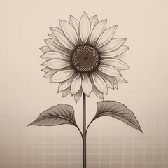 Fototapeta premium A single sunflower in sepia tones.
