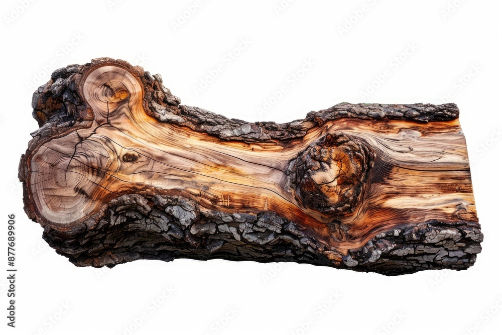 Poster a piece of wood with a face carved into it, suitable for decorative or symbolic use