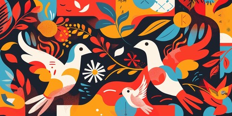Fototapeta premium Enchantment in the Avian Dance, Whispers of Nature’s Symphony