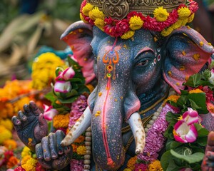 Vivid festival honoring ganesha s birth, deity of wealth and intelligence, in vibrant celebration
