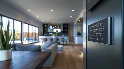 Contemporary suburban home with a custom home automation system that integrates security, entertainment, and climate control