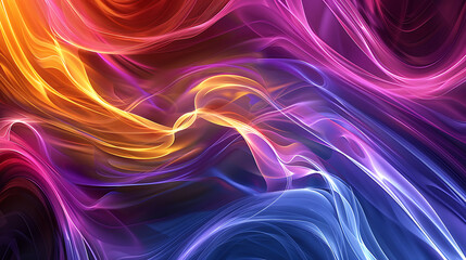 Obraz premium Abstract colorful flowing lines, purple and orange, create a dynamic and vibrant background for modern design projects. 